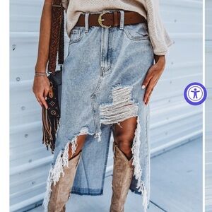 Distressed Denim Skirt